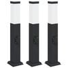 vidaXL Balizas de luz con toma de corriente, 3 unidades, 50 cm, color negro, IP44