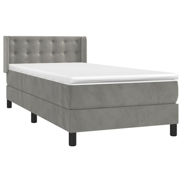 vidaXL Cama box spring con colch&oacute;n terciopelo gris claro 100x200 cm