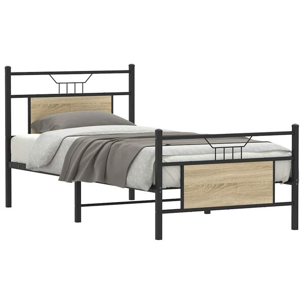 vidaXL Estructura de cama sin colch&oacute;n madera roble Sonoma 90x200 cm