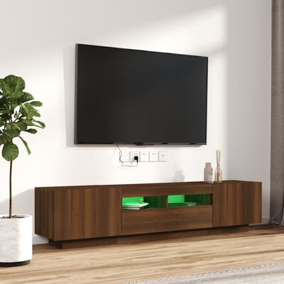 vidaXL Set muebles TV con LED 2 pzas madera contrachapada roble marrón