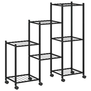 vidaXL Soporte para flores con ruedas hierro negro 83x25x83,5 cm