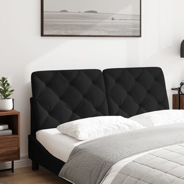 vidaXL Cabecero de cama acolchado terciopelo negro 140 cm