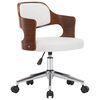vidaXL Silla comedor giratoria madera curvada cuero sint&eacute;tico blanco