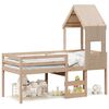 vidaXL Cama alta con techo madera maciza de pino marr&oacute;n cera 75x190 cm