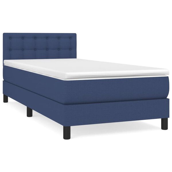 vidaXL Cama box spring con colch&oacute;n tela azul 80x200 cm