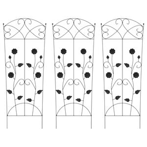 vidaXL Valla de Jard&iacute;n 3 uds. Negro 110,5 x 42,5 cm Acero