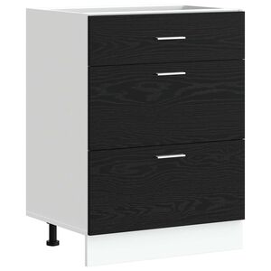 vidaXL Gabinete Base de Cocina con caj&oacute;n Roble Negro 60 x 46 x 81,5 cm