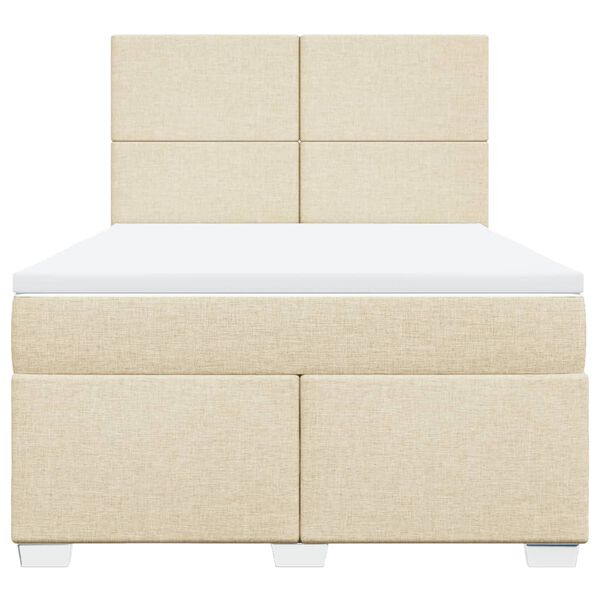 vidaXL Cama box spring con colch&oacute;n tela color crema 140x200 cm