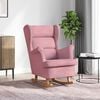 vidaXL Mecedora con respaldo alto de terciopelo rosa y madera maciza