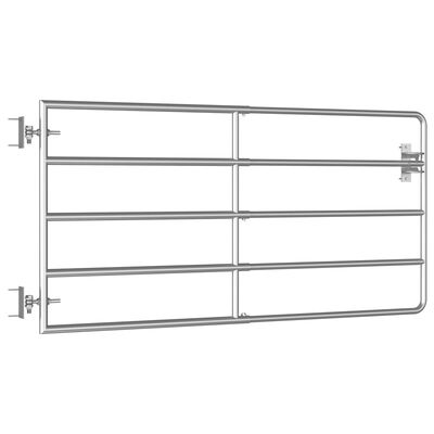 vidaXL Cancela de 5 barras para campo acero plateado (95-170)x90 cm