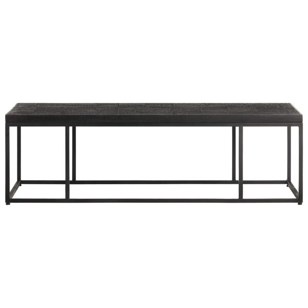vidaXL Mesa de centro tallada madera maciza mango negro 110x60x34 cm