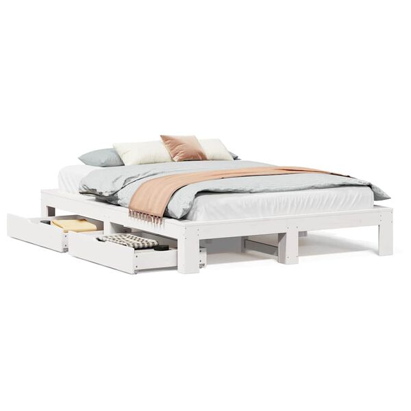 vidaXL Estructura de cama sin colch&oacute;n madera maciza de pino 160x200 cm