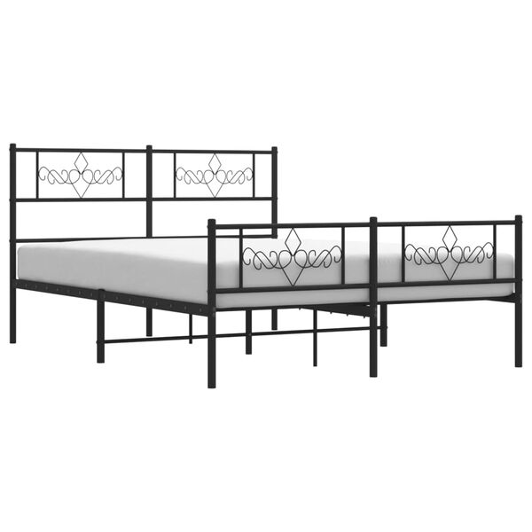 vidaXL Estructura cama sin colch&oacute;n con estribo metal negro 120x190 cm