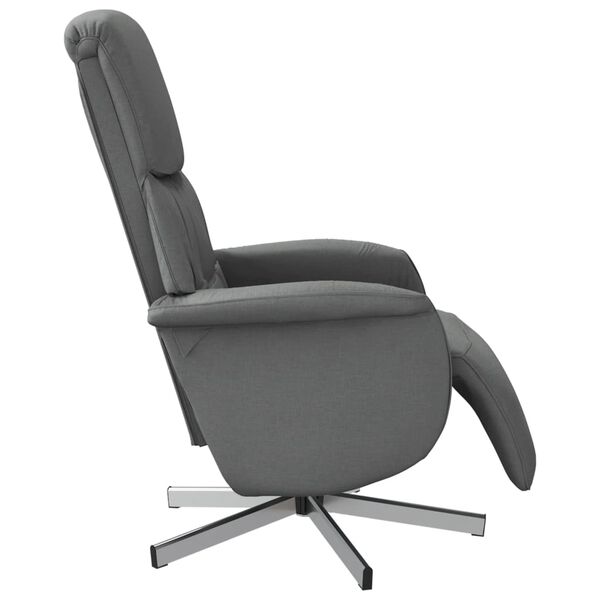 vidaXL Sill&oacute;n reclinable con reposapi&eacute;s tela gris oscuro