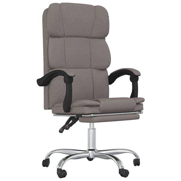 vidaXL Silla de oficina reclinable de tela gris taup&eacute;