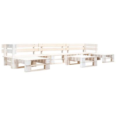 vidaXL Set de muebles de jardín de palets 6 piezas madera blanco