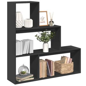 vidaXL Librer&iacute;a divisora 3 niveles madera negro 123x29x123 cm