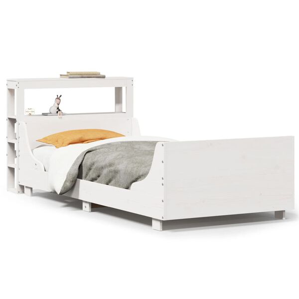 vidaXL Estructura de cama sin colch&oacute;n madera maciza blanca 75x190 cm