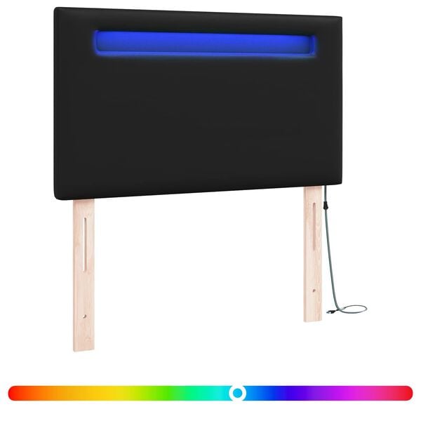 vidaXL Cabecero LED Negro 90 cm Cuero sint&eacute;tico