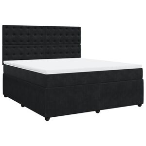 vidaXL Cama box spring con colch&oacute;n terciopelo negro 180x200 cm