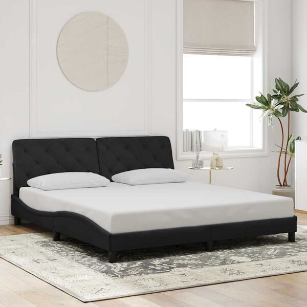 vidaXL Estructura de cama sin colch&oacute;n terciopelo negro 180x200 cm