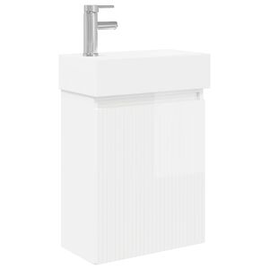 vidaXL M&oacute;dulo de ba&ntilde;o con grifer&iacute;a Blanco Brillante
