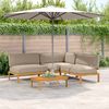 vidaXL Juego de Sof&aacute; con coj&iacute;n 4 pcs Taup&eacute; Madera de Acacia S&oacute;lida
