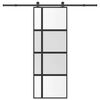 vidaXL Puerta corredera set herrajes vidrio templado aluminio 76x205cm
