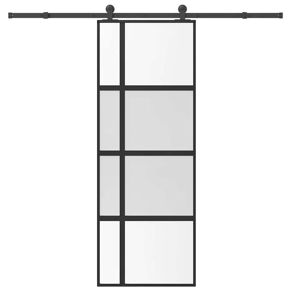 vidaXL Puerta corredera set herrajes vidrio templado aluminio 76x205cm