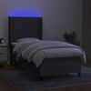 vidaXL Cama box spring colch&oacute;n y luces LED tela gris oscuro 80x200 cm