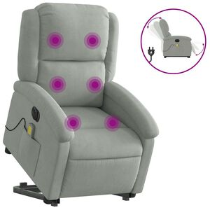 vidaXL Sill&oacute;n de masaje reclinable elevable terciopelo gris claro