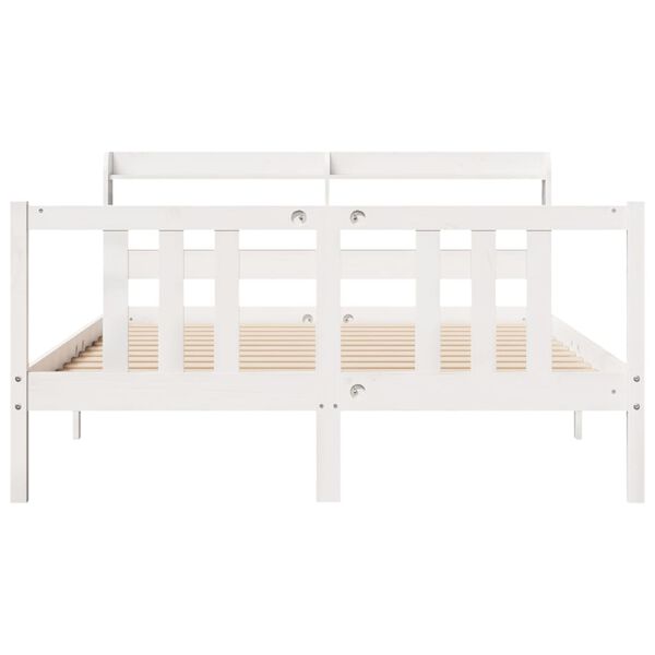 vidaXL Estructura de cama con cabecero madera de pino blanco 150x200cm