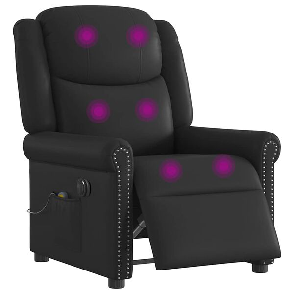 vidaXL Sillón reclinable de masaje eléctrico negro brillante