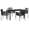 vidaXL Conjunto de Comedor de Jard&iacute;n 5 pcs Negro Rat&aacute;n sint&eacute;tico