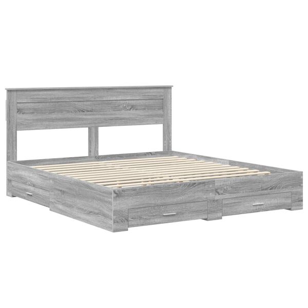 vidaXL Estructura de cama con cabecera Gris Sonoma 200 x 200 cm