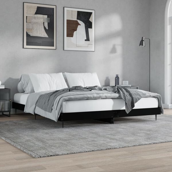 vidaXL Estructura de cama madera de ingeniería negra 150x200 cm