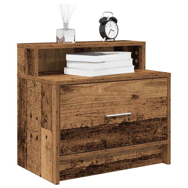 vidaXL Mesillas de noche con caj&oacute;n 2 uds madera vieja 51x31x47 cm