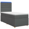 vidaXL Cama de muelles con LED y colch&oacute;n Gris oscuro 90 x 190 cm Tela