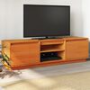vidaXL Mueble de TV madera maciza de pino marr&oacute;n cera 140x35x40 cm