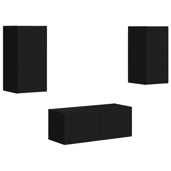 vidaXL Conjunto de mueble de TV 6 pcs Negro Madera de ingenier&iacute;a