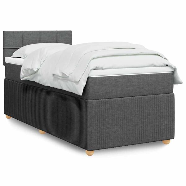 vidaXL Cama box spring con colch&oacute;n tela gris oscuro 80x200 cm