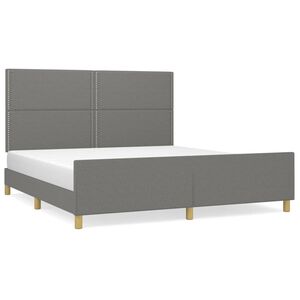 vidaXL Cama sin colch&oacute;n de tela gris oscuro 180x200 cm