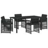 vidaXL Conjunto de Comedor de Jard&iacute;n 5 uds. Negro rat&aacute;n sint&eacute;tico