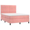 vidaXL Cama box spring colchón y LED terciopelo rosa 140x200 cm