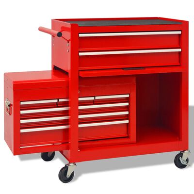 vidaXL Carrito-caja de herramientas 6 cajones de acero rojo