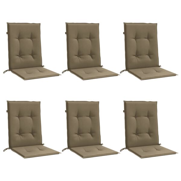 vidaXL Cojines silla respaldo bajo 6 ud tela taupe melange 100x50x4 cm