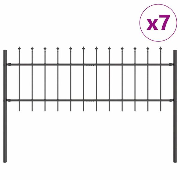 vidaXL Valla de Jard&iacute;n 7 pcs Gris 11,9 x 0,8 m