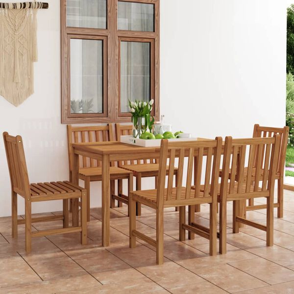 vidaXL Conjunto de comedor de jard&iacute;n de 7 piezas, 140 x 80 cm, madera maciza de teca