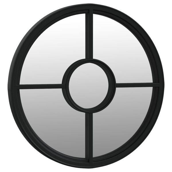 vidaXL Espejo de jard&iacute;n redondo hierro negro uso exterior 60x4 cm