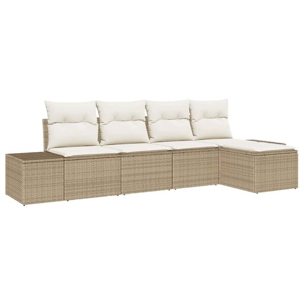 vidaXL Conjunto de sofá de jardín 5 pcs Beige ratán sintético